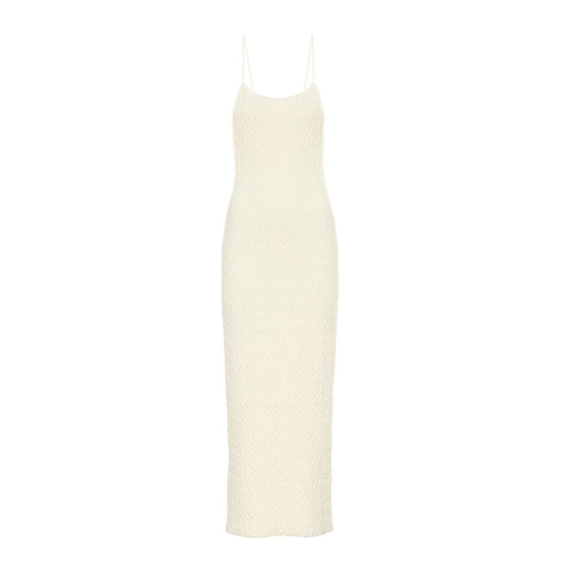 Slim High Waist Sling Slit Velvet Maxi Dress