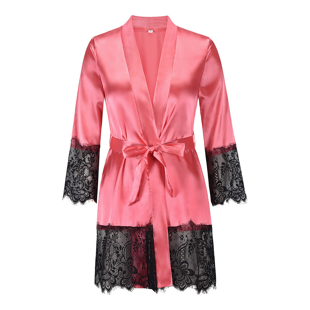 Pajama dress long-sleeved lace gown