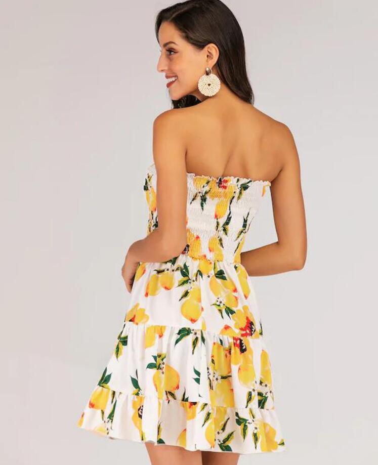 Printed wrap breast dress