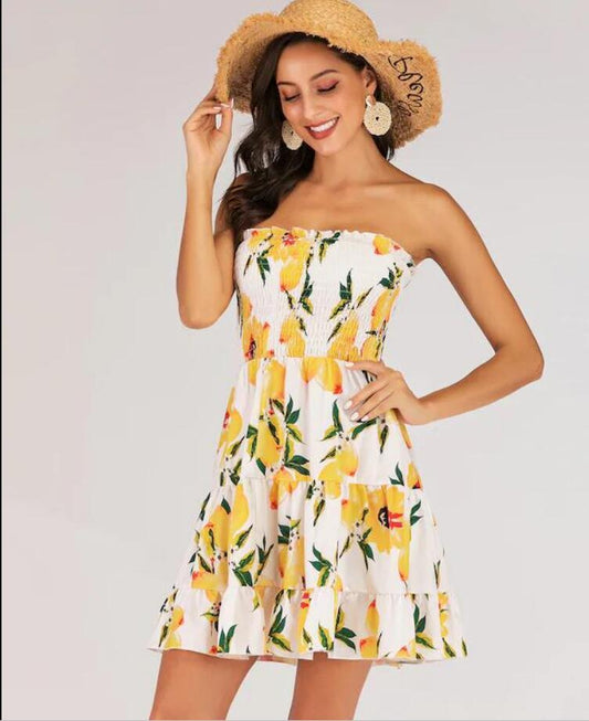 Printed wrap breast dress
