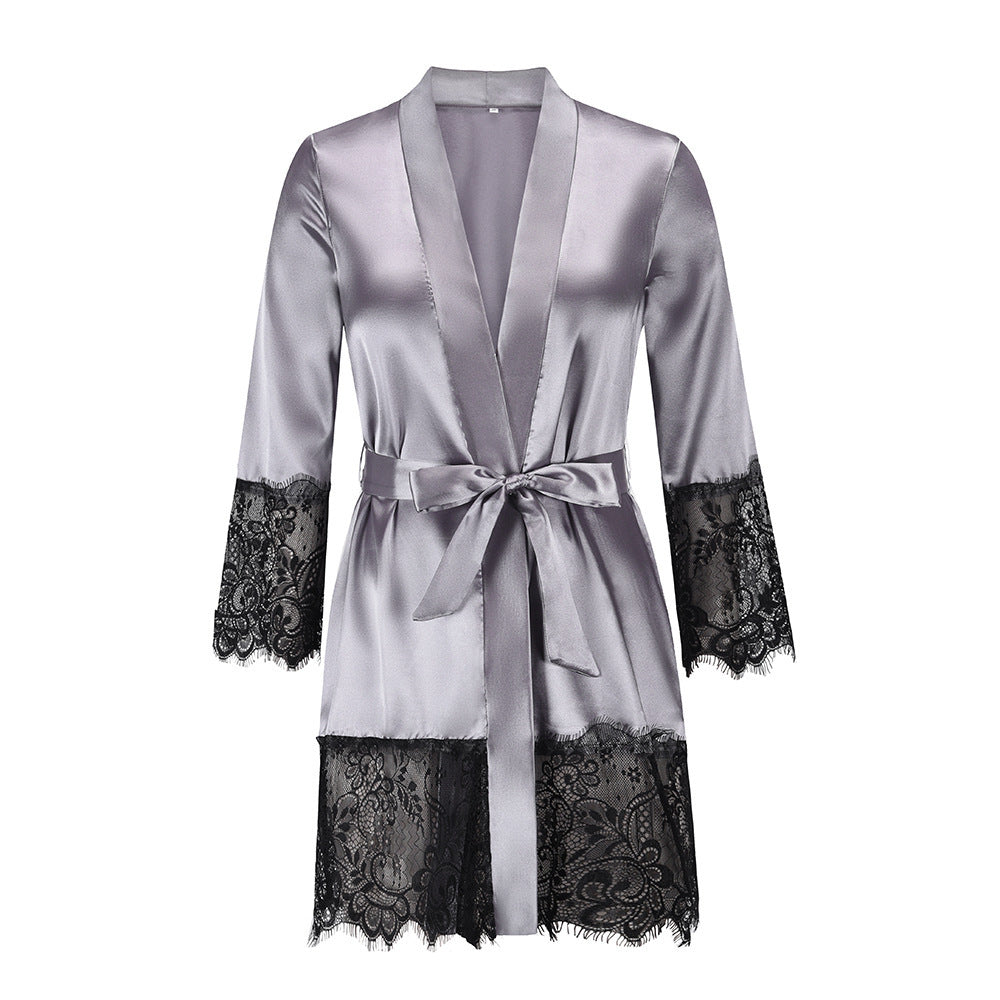 Pajama dress long-sleeved lace gown