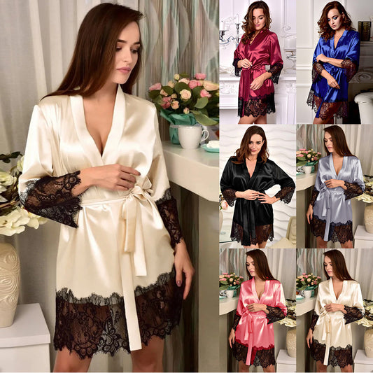 Pajama dress long-sleeved lace gown